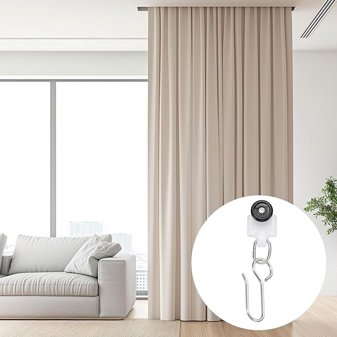 uxcell 20Pcs Curtain Track Rollers Curtain Rail Pulleys Runners Plastic Ceiling Gliders with Dual Wheel Roller for Window Tracks Carrier Accessories (Black)