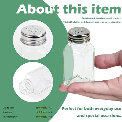 1st Choice Salt and Pepper Shakers with Stainless Tops Set of 2 (Square Shakers)