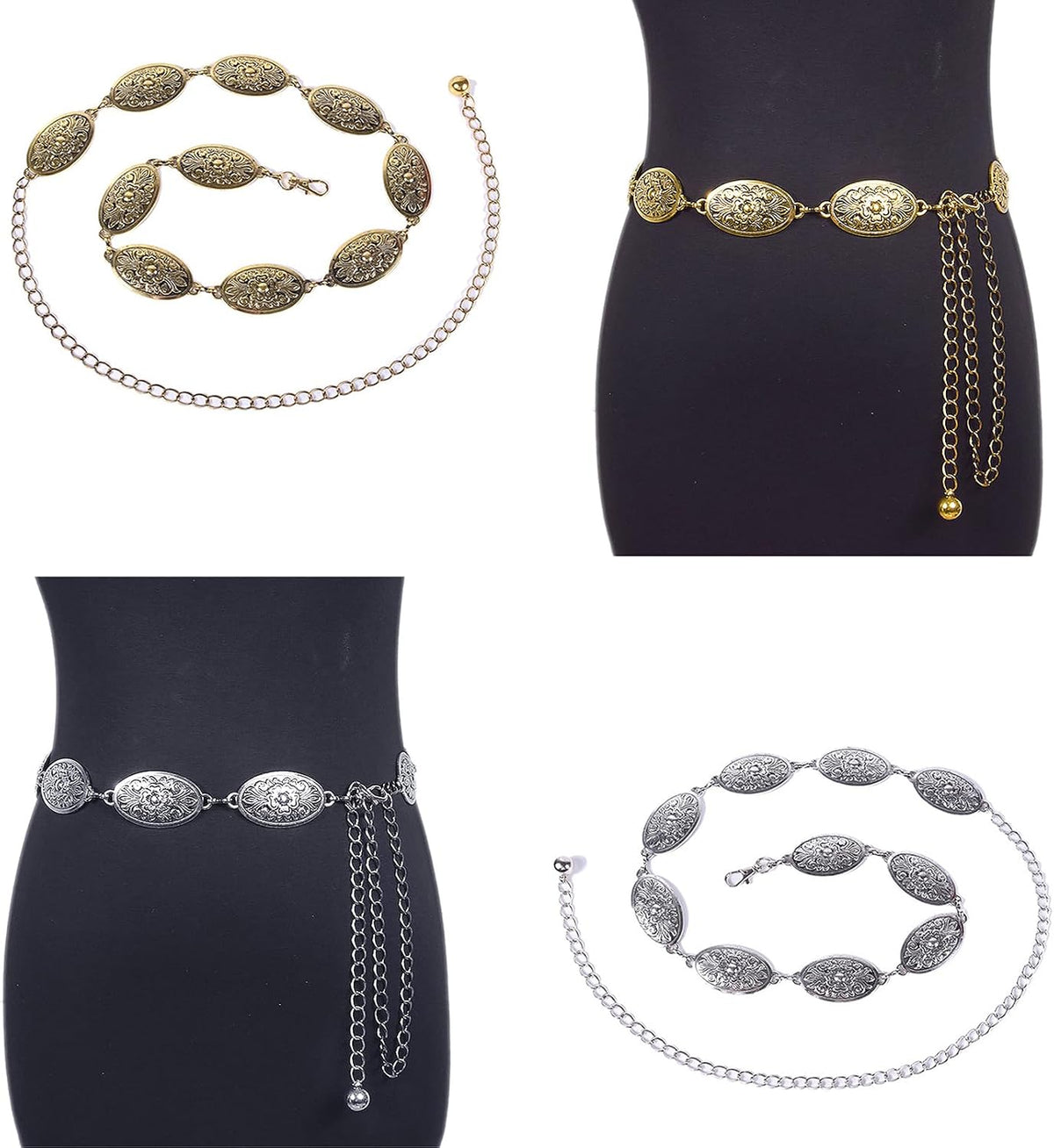 Ethnic Ladies Waist Chain Delicate Carved Flower Buckle Belt Banquet Dress Women Prom Party Waist Belt
