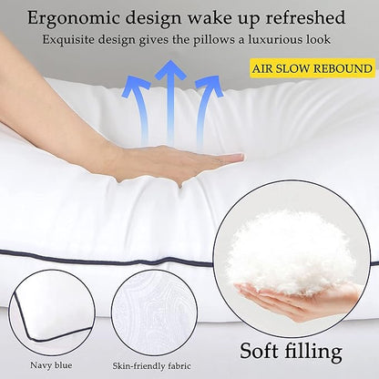 Bed Pillows for Sleeping 2 Pack, Queen Size Set of 2 for Side Back and Stomach Sleepers, Cooling Pillows,Down Alternative Filling Luxury Soft Supportive Plush Pillows (White)