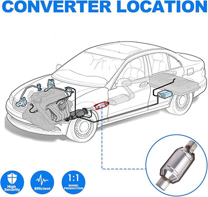 2.5" Universal Catalytic Converter, 2.5 Inch Inlet/Outle Cat Converter with O2 Port and Heat Shield (EPA Compliant)