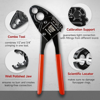 iCrimp Angle Head F1807 PEX Pipe Crimping Tool for Copper Rings - IWS-1234C(1234-inch Angle Combo Crimper), Suitable for Tight Spaces