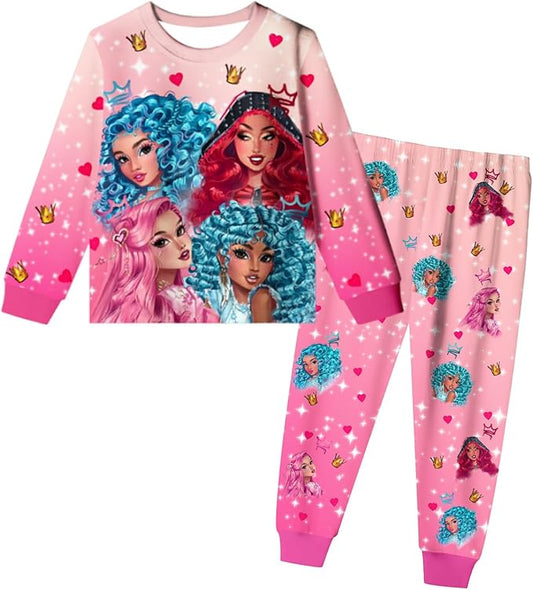 JAZZMAD Kids Girls Rise Red Pant Sets Fashion Princess Outfits 5-12 Years