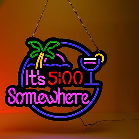 Ultrathin Its 5 00 O'clock Some Where Neon Sign Art Wall Lights for Bedroom Windows Glass Hotel Pub Cafe Wedding Birthday Party Gifts