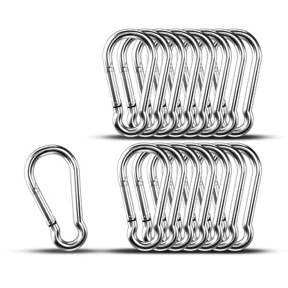 Small Carabiner Clip Hooks, 15pcs 1.97 inch Carabiners Heavy Duty, 304 Stainless Steel Spring Snap Hook Fits Camping Hiking, Metal Clips for Rope Chain Keys Rings (Some Scoring and Scratches)