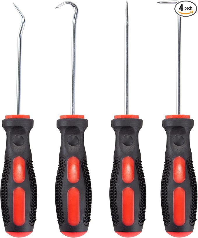 CARTMAN Precision 4 Piece Pick and Hook Set, Car Auto Oil Seal, O-Ring Seal Gasket, Pick Hook Puller Remover