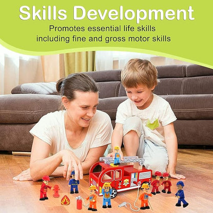 FUNERICA Set of 8 flexible figures for children, firefighters, police officers, construction workers, sanitation and community helpers