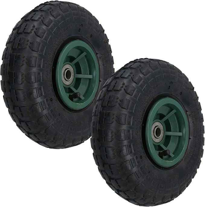 10 Inch Pneumatic Wheel For Sack Truck Carts Wheelbarrows 16mm Bore 2pc