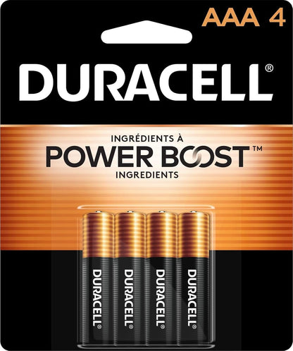 Duracell Coppertop AAA Batteries, Triple A Batteries, 4 Count (1 Pack) for Household and Office Devices, Alkaline AAA Battery