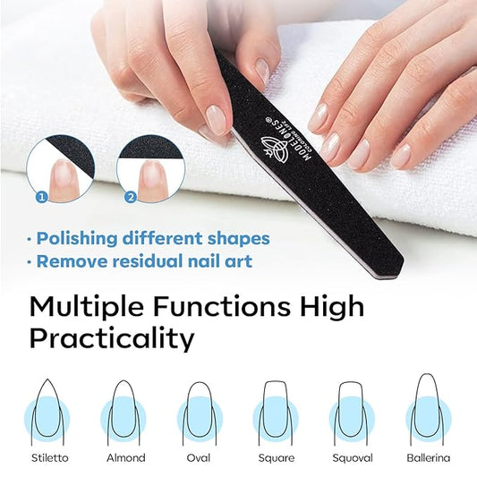 Modelones 8Pcs Nail File and Buffer Set, Professional Double Sided 100180 Grit Gel Nail File Set, Manicure File for Acrylic and Natural Nails, Nail Care kit Tool Nail Supplies for Home and Salon Use