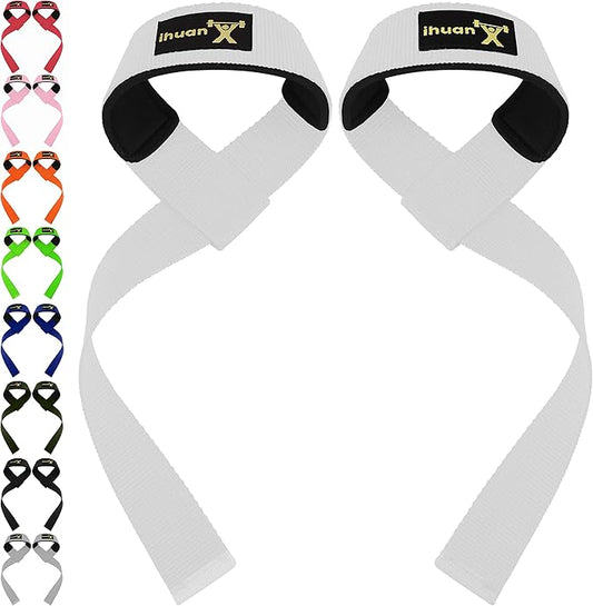 ihuan Wrist Straps for Weight Lifting - Lifting Straps for Weightlifting  Gym Wrist Wraps with Extra Hand Grips Support for Strength Training  Bodybuilding  Deadlifting