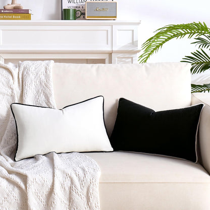 Black and White Pillow Cover Velvet Pillow Covers Set of 2 Modern Pillowcases Comfortable Soft Lumbar Pillow Cover with Elegant Design Fall Pillow Covers Cushion Case for Couch Bedroom Living Room