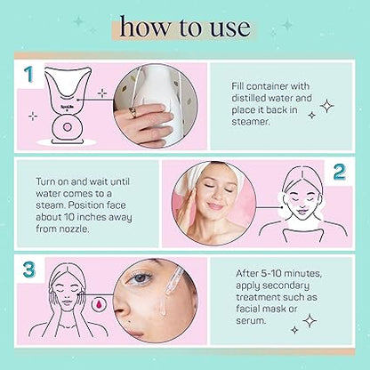 SpaLife Nano Ionic Facial Steamer - Face Steamer for Deep Facial Cleaning, Skin Hydration, and Pore Unclogging - Facial Humidifier for Skin Care - Portable and Professional Spa Facial Steamer