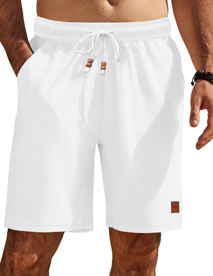 COOFANDY Mens Summer Beach Shorts Casual Elastic Waist Drawstring Short Vacation Shorts with Pockets.