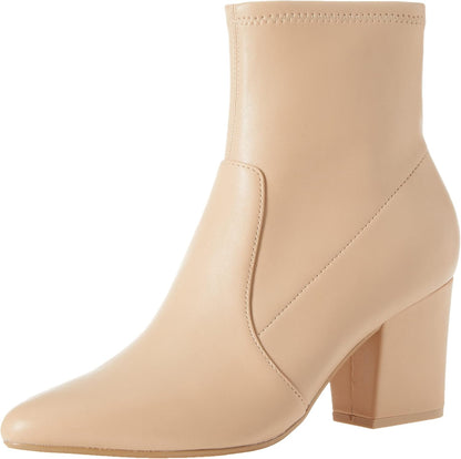 Essentials Women's Fitted Stretch Ankle Boots with Block Heel.
