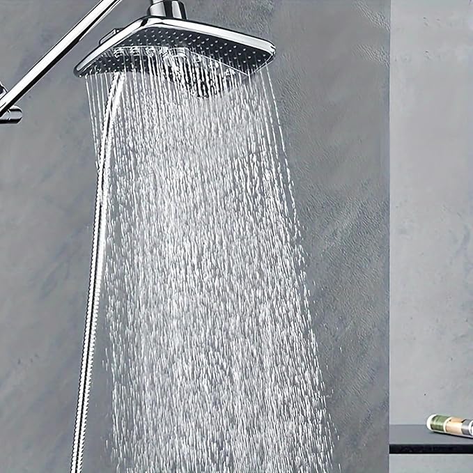 Rainfall Showerhead, Rectangular High Pressure Rain Fall Showerheads Rain Shower Head ABS Rainfall Shower Head Adjustable Angle 3 Levels Bathroom Showerhead