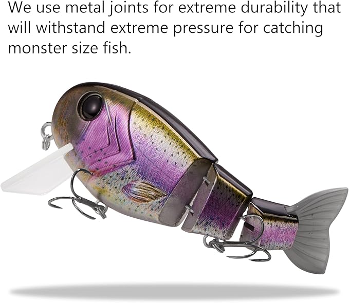 BASSROCK Topwater Fishing Lures for Bass Pike Salmon Floating Swimbait Jointed Crankbait Freshwater Saltwater 4.9in/1.76oz RK1001