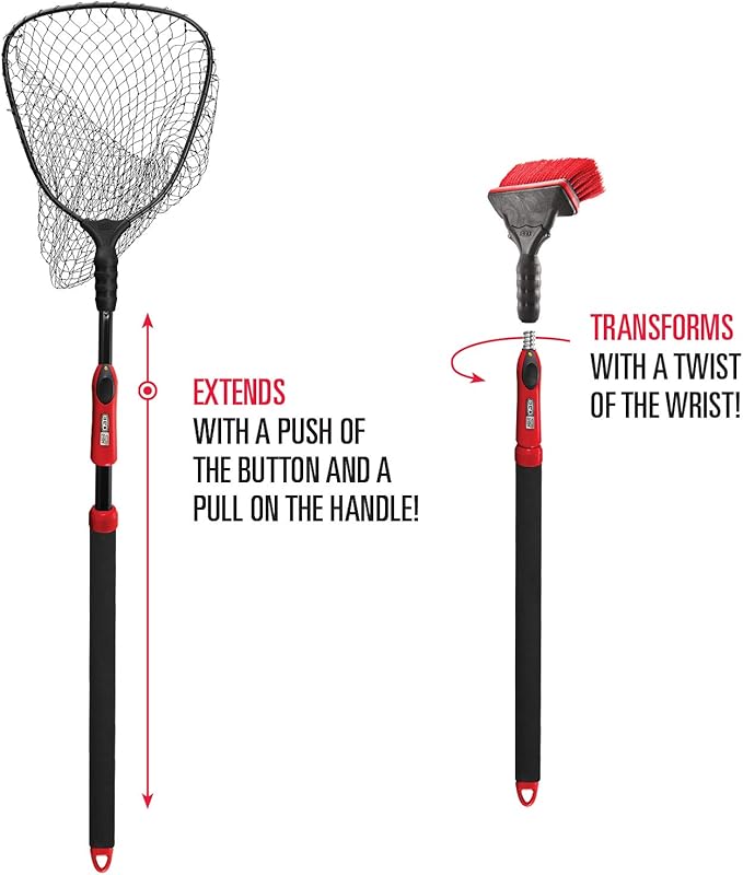 Ego S2 Slider Fishing Net, Ultimate Fishermens Tool Telescoping Handle, Replaceable Head, Salt  Freshwater, Large 19x21 Inch Hoop