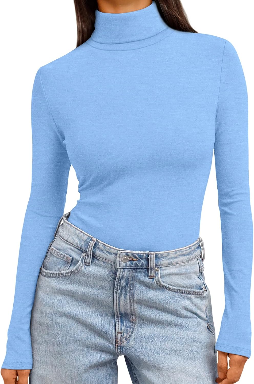 Trendy Queen Women's Turtleneck Long Sleeve Shirts Basic Underwear Tops Winter Clothes