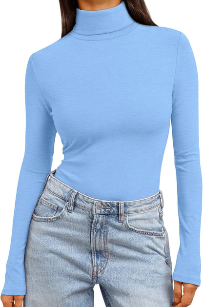 Trendy Queen Women's Turtleneck Long Sleeve Shirts Basic Underwear Tops Winter Clothes
