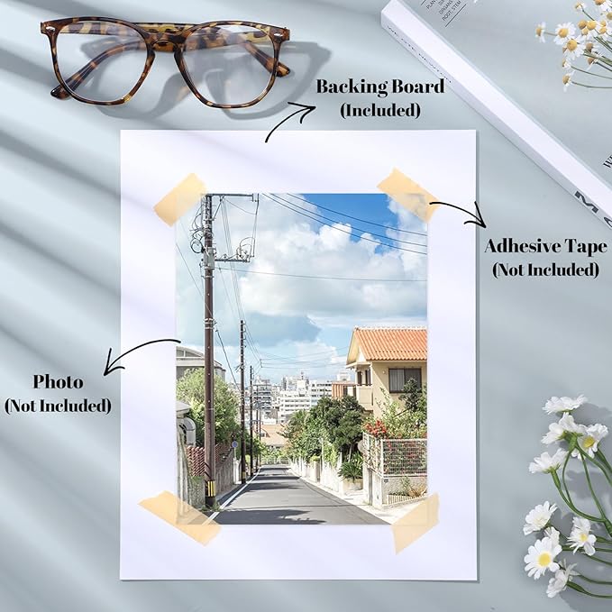 Prudiut 15 Pack 8x10 Backing Boards Only, Uncut White Mat Board Acid Free Mat Board for Photos, Prints, Artworks