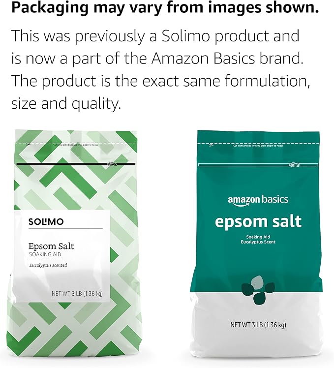 Amazon Basics Epsom Salt Soaking Aid, Eucalyptus Scented, 3 Pound
