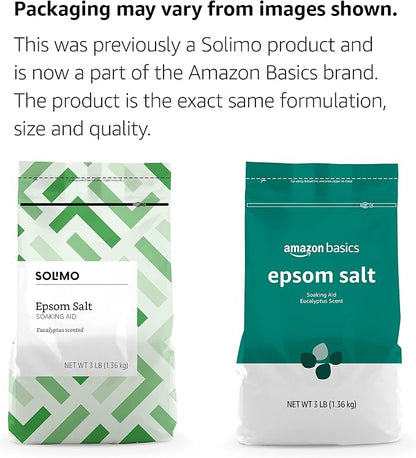 Amazon Basics Epsom Salt Soaking Aid, Eucalyptus Scented, 3 Pound