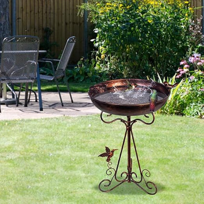 VEWOGARDEN Metal Bird Baths for Outdoors Vintage Garden Birdbath 12" Bird Bath Bowl Pedestal Bird Baths Standing Bird Feeder Birdbath with Folding Bracket