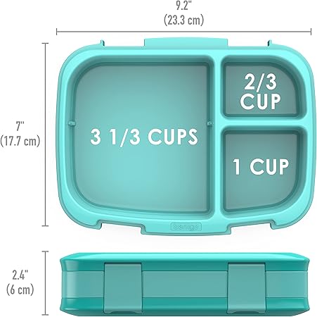 Bentgo Fresh  Leak-Proof, Versatile 4-Compartment Bento-Style Lunch Box with Removable Divider, Portion-Controlled Meals for Teens and Adults On-The-Go  BPA-Free, Food-Safe Materials (Aqua)