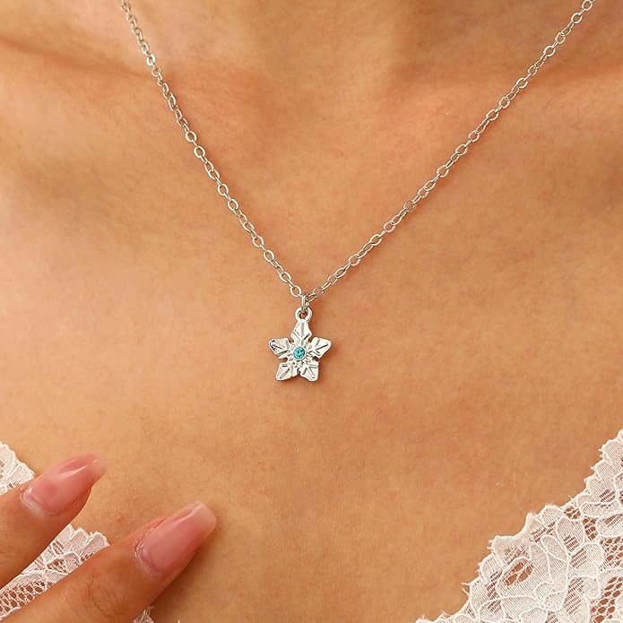 Tree Star Leaf Dinosaur Necklace with Blue Crystal Silver Chain Jewelry