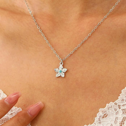 Tree Star Leaf Dinosaur Necklace with Blue Crystal Silver Chain Jewelry