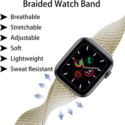 Stretchy Solo Loop Band Compatible with Apple Watch Band 38mm 40mm 41mm 42mm 44mm 45mm 49mm, Adjustable Stretch Braided Wrirtband Sport Elastics Strap for iWatch Ultra Series 8 7 6 5 4 3 2 1 SE