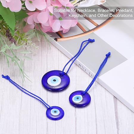 PATIKIL 25mm Evil Eye Glass Keychain, 20 Pcs Turkish Eye Keychain Charm Crafting Beads Pendants with Ropes for Decorative Hanging Ornaments Pendant Jewelry Accessories, Blue