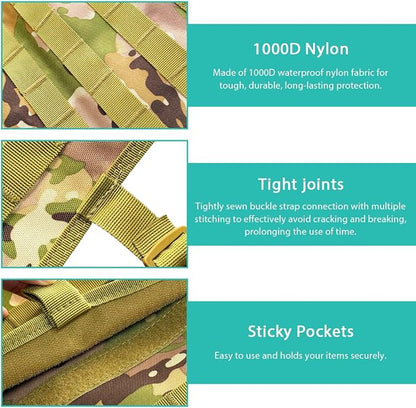 Car Seat Back Organizer, Tactical MOLLE Sag Proof Vehicle Panel Backseat Cover Protector, Universal Molle Nylon Storage Bag Seat Back Hanger Pad for Car Truck SUV Pickup (Camouflage CP)