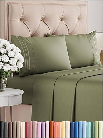 King Size 4 Piece Sheet Set - Comfy Breathable  Cooling Bed Sheets Set - Hotel Luxury Bedding for Women, Men, Kids  Teens - Deep Pockets, Easy-Fit, Super Soft  Wrinkle Free - Oeko-Tex - Sage Green