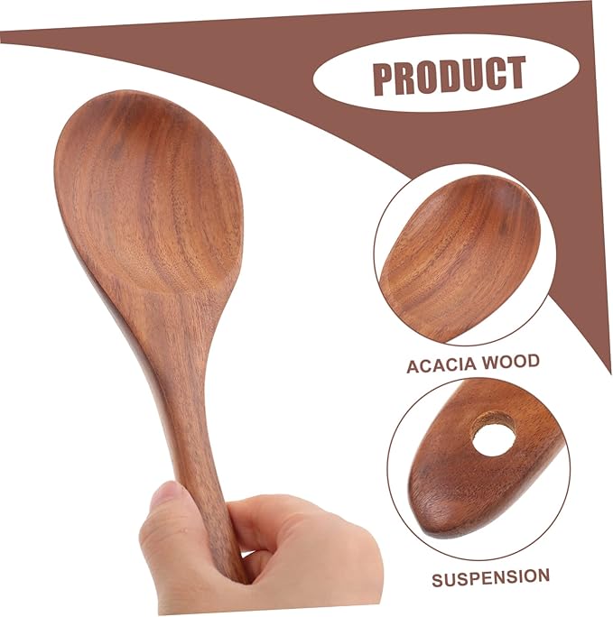 Wooden Salad Serving Utensil Construction Round Edges for Family Friends