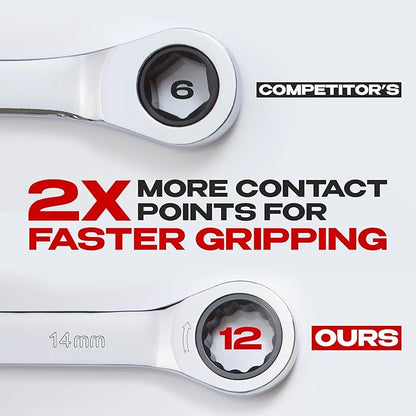 Jaeger 14 mm Ratchet Wrench with 90-Tooth Ratcheting Precision and Hardened, Polished Steel for Projects with Metric Tight Spaces