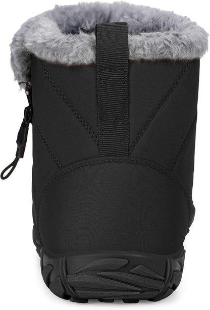 Womens Mens Barefoot Boots Shoes Winter Snow Boots Warm Ankle Booties Zero Drop Sole Wide Toe Box Fur Lined Outdoor Sneakers