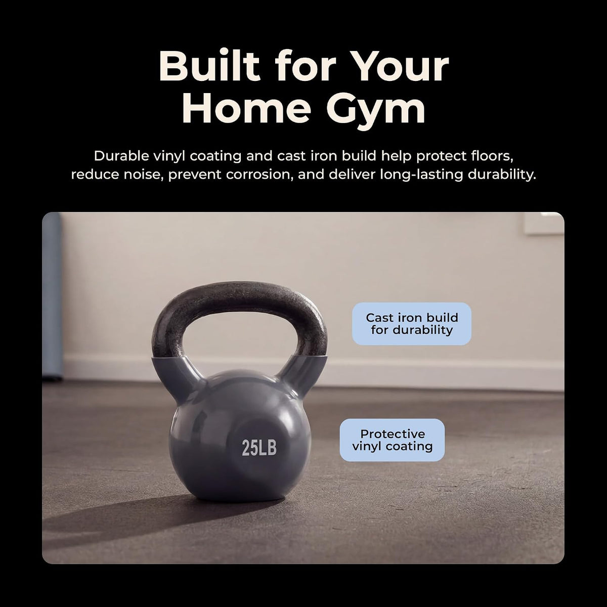 Sunny Health & Fitness Vinyl Coated Kettlebell for Strength Weight Training & Swinging Exercise - In 5, 10, 15, 20, 25 Pound