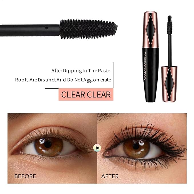 Black Waterproof Mascara - European and Style Lash Makeup, No Smudge or Sweat  Curl-Enhancing and Volumizing Mascara, Long-Lasting Slimming Lash Formula for All-Day Wear