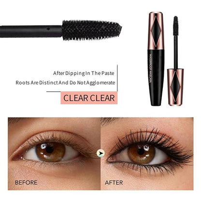 Black Waterproof Mascara - European and Style Lash Makeup, No Smudge or Sweat  Curl-Enhancing and Volumizing Mascara, Long-Lasting Slimming Lash Formula for All-Day Wear