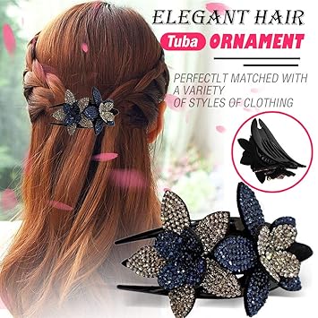 Rhinestone Hair Clips Duck Billed Plastic Flower Hair Clips Hair Claw Clips for Women Hair Barrettes for Girls Wedding Hairpin Bridal Hairpins Delicate Hair Accessories, Brown