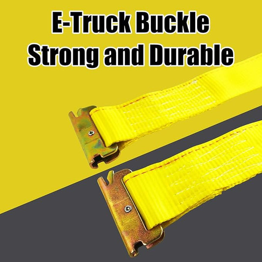 KJE E-Track Ratchet Straps, 4 Pack 2" x20' Heavy Duty Cargo Tie-Downs, 4500LBS Breaking Strength, Standard E Track Fitting Tie Down Ratcheting Strap for Cargo Vans, Trucks, Trailers