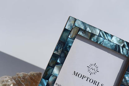 8x10 Mother of Pearl Shell Picture Frame, Suitable for Hangable Wall and Tabletop, Ideal for Home Decoration and Gifts, 1 Item Dark Blue