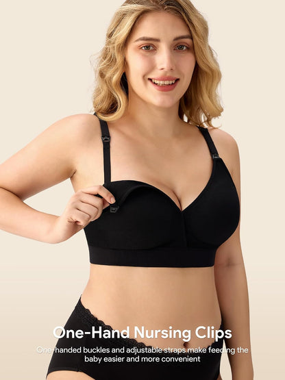 HBselect Nursing Bras for Breastfeeding, Seamless V Neck Maternity Bra Wireless Women Pregnancy Postpartum Bra Sleep Bralette