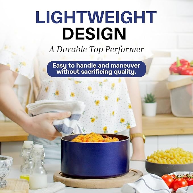 Granitestone Blue 2.5 Quart Small Sauce Pan with Lid, Sauce pot with Lid, Ultra Nonstick  Durable Diamond Reinforced Small Pots for Cooking, Saucepan with Lid  Stay Cool Handle, Dishwasher Safe