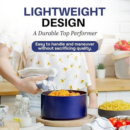 Granitestone Blue 2.5 Quart Small Sauce Pan with Lid, Sauce pot with Lid, Ultra Nonstick  Durable Diamond Reinforced Small Pots for Cooking, Saucepan with Lid  Stay Cool Handle, Dishwasher Safe