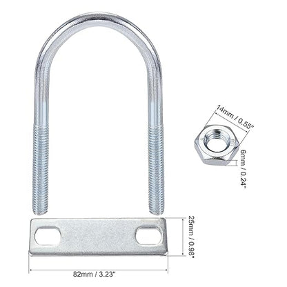 uxcell Round U-Bolt 1 Set 1.77"(45mm) Inner Width 100mm Length Steel M8 with Nut, Plate
