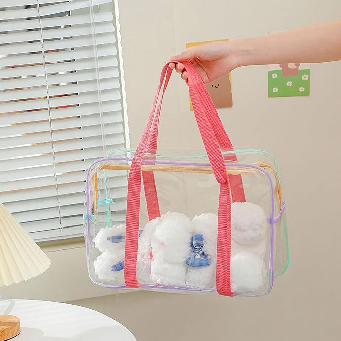 Large Clear Shoulder Bags, Large Clear Tote Bag Pvc Material Zipper Closure Comfortable Handles, Practical Leakproof Clear Large Handbags For Travel Swimming Beach Sports L Size