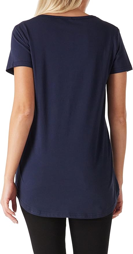 Women's Cotton Fitted Long Length T Shirts Short Sleeve Basic Comfy Tunic Tee Tops